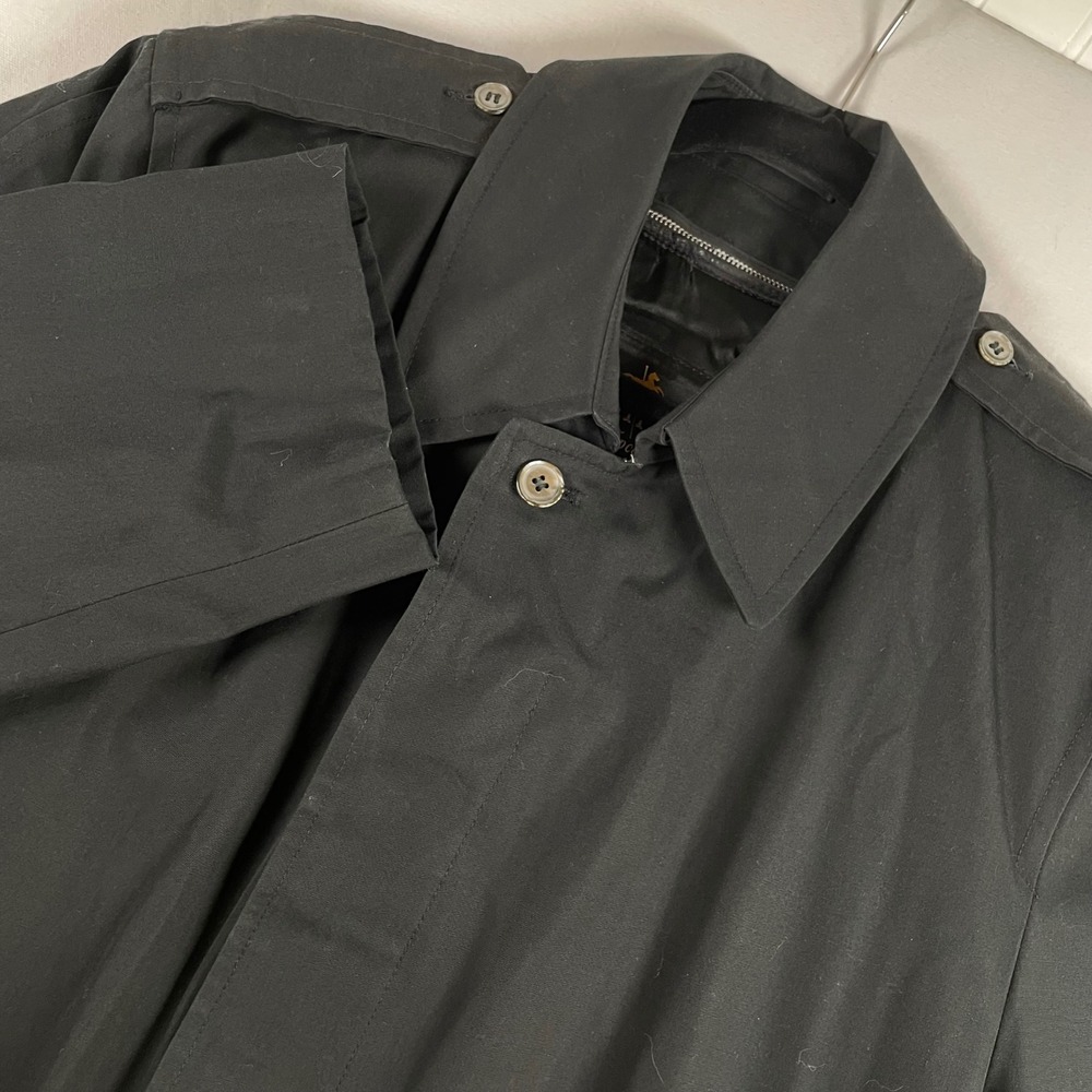 Rainfair Koratron Men's Black Trench Coat Luxury Faux Fur Removable Liner